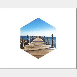 Ocean Pier Walk Geometric Photography Posters and Art